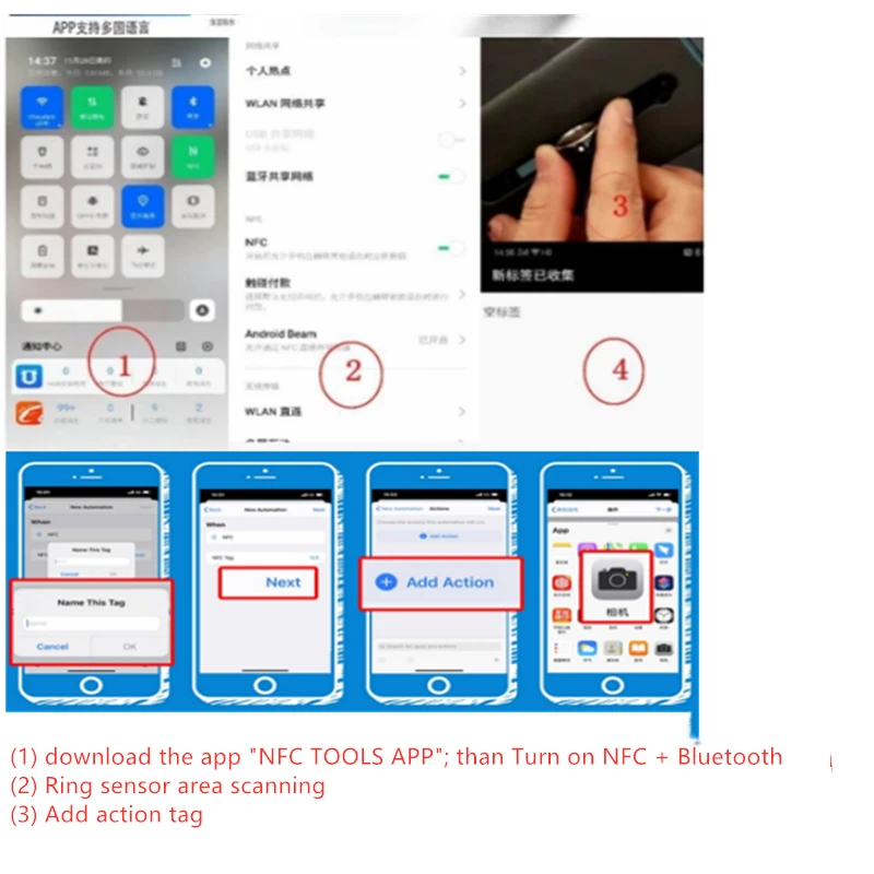 otoky 2021 new men couple ring technology nfc smart digital finger rings for android phones functional stainless steel rings free global shipping