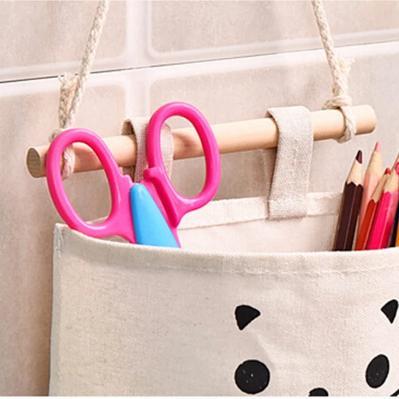 Мультяшная подвесная сумка для хранения из хлопка и льна шкафа настенная