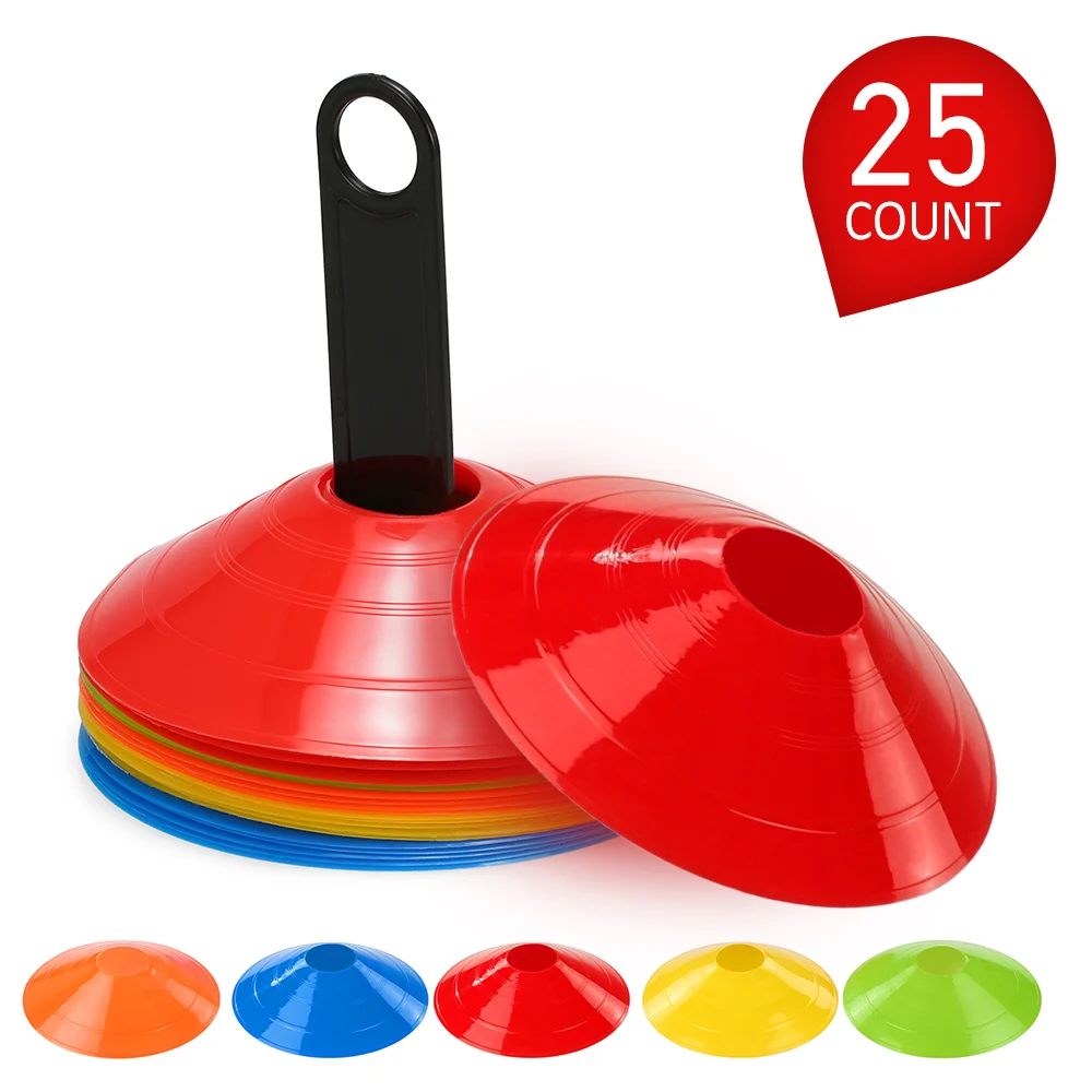 15/25pcs Agility Disc Cone Set Multi Sport Training Space Cones with Plastic Stand Holder for Soccer Football Ball Game - купить по