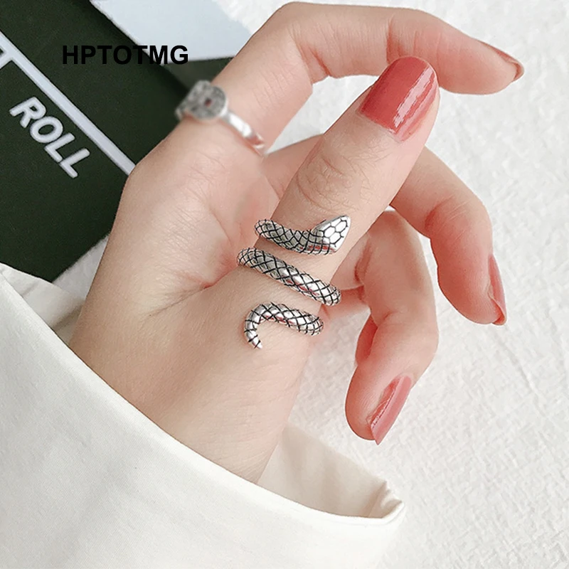 Крючок хвост кольца в виде змейки для мужчин женщин посеребренный Винтаж хип-хоп