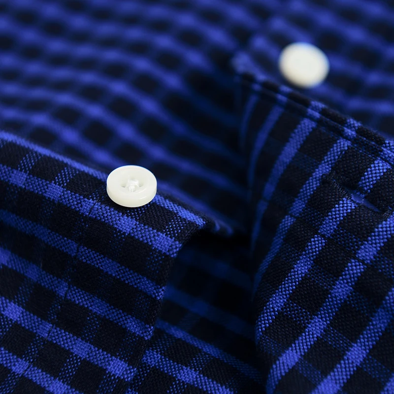 Мужская Повседневная рубашка в клетку Классическая из ткани Оксфорд с длинными