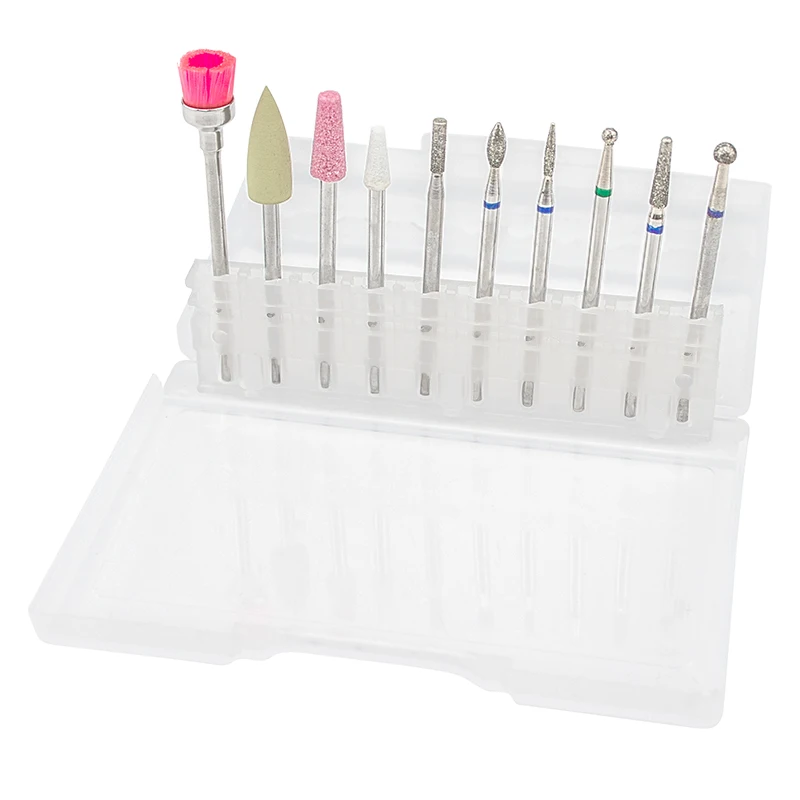 Набор сверл для ногтей 10 шт. алмазные гелевые фрезы инструменты очистки