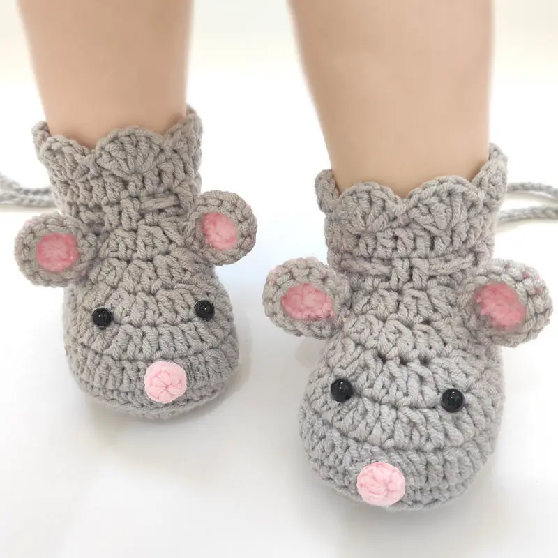 3 шт./компл. Вязаная Детская шерстяная шапка ручной работы мышь обувь и шапки