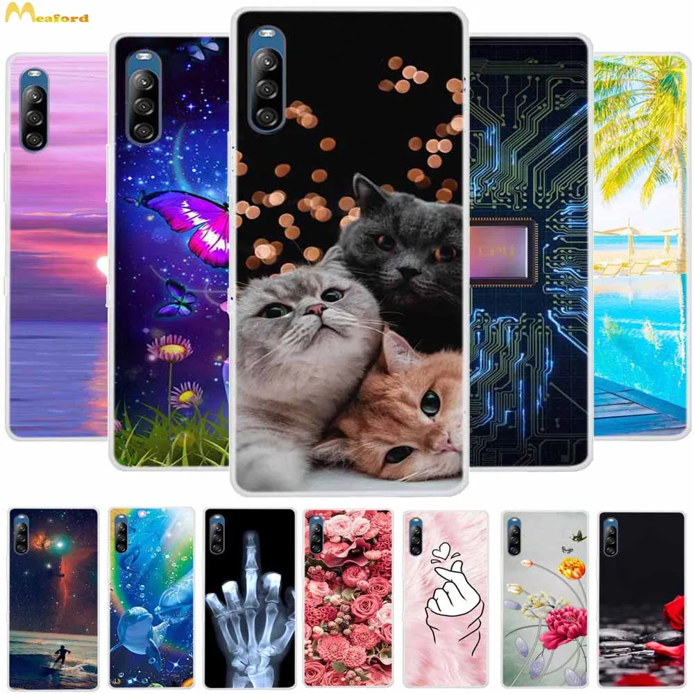 Мягкий чехол из ТПУ с рисунком для Sony Xperia L4 L3 I3312, тонкий силиконовый мягкий чехол с милым котом для Xperia XA2, Ультратонкий чехол, Прозрачный бампер