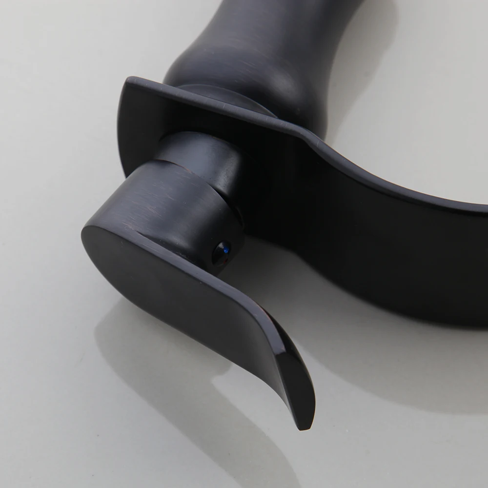 KEMAIDI Black ORB Basin Sink Mixer Waterfall Bathroom Faucet Solid Brass Deck Mounted Tap Simple Design | Обустройство дома