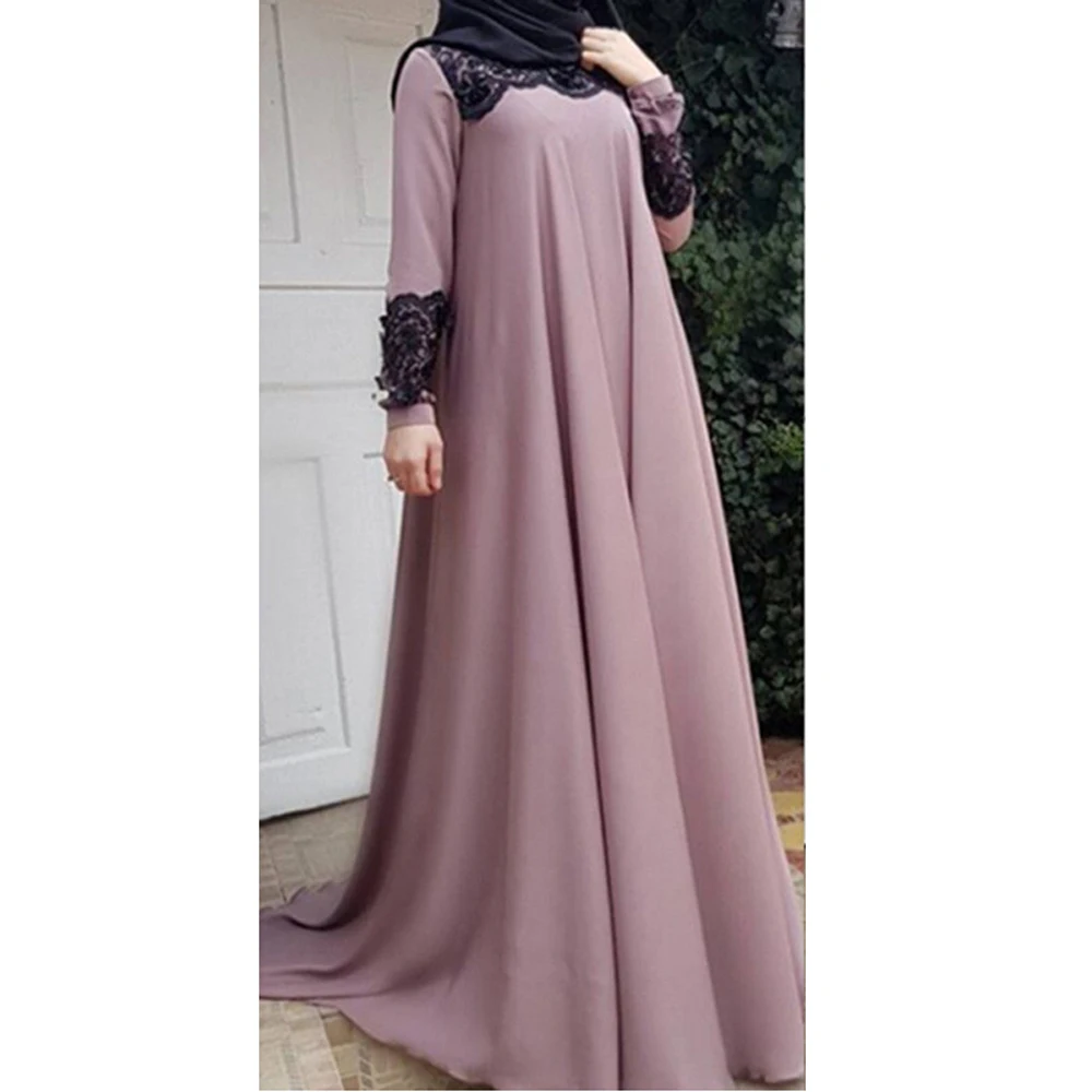 

Women Kaftan Muslim Loose Dress Ramadan Malay Lace Jilbab Arab Robe Lace Long Gown Vintage Dubai Party Islamic Abaya Turkish New