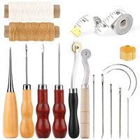 lmdz leather craft tool kit with waxed thread sewing needles awls scribing wheel and hand sewing accessories diy tool
