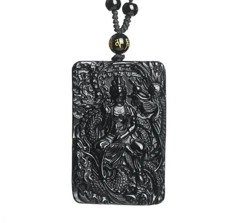 Подвеска из натурального обсидиана Авалокитешвара ювелирные изделия с