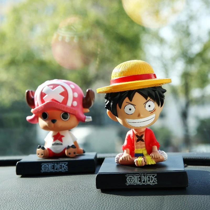 Кавайная Милая 11 см цельная кукла Луффи Вибрирующая голова украшение автомобиля