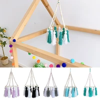 bed bell mobile rattle photography props kids room hanging decoration baby crib wooden beads tassel wind chimes