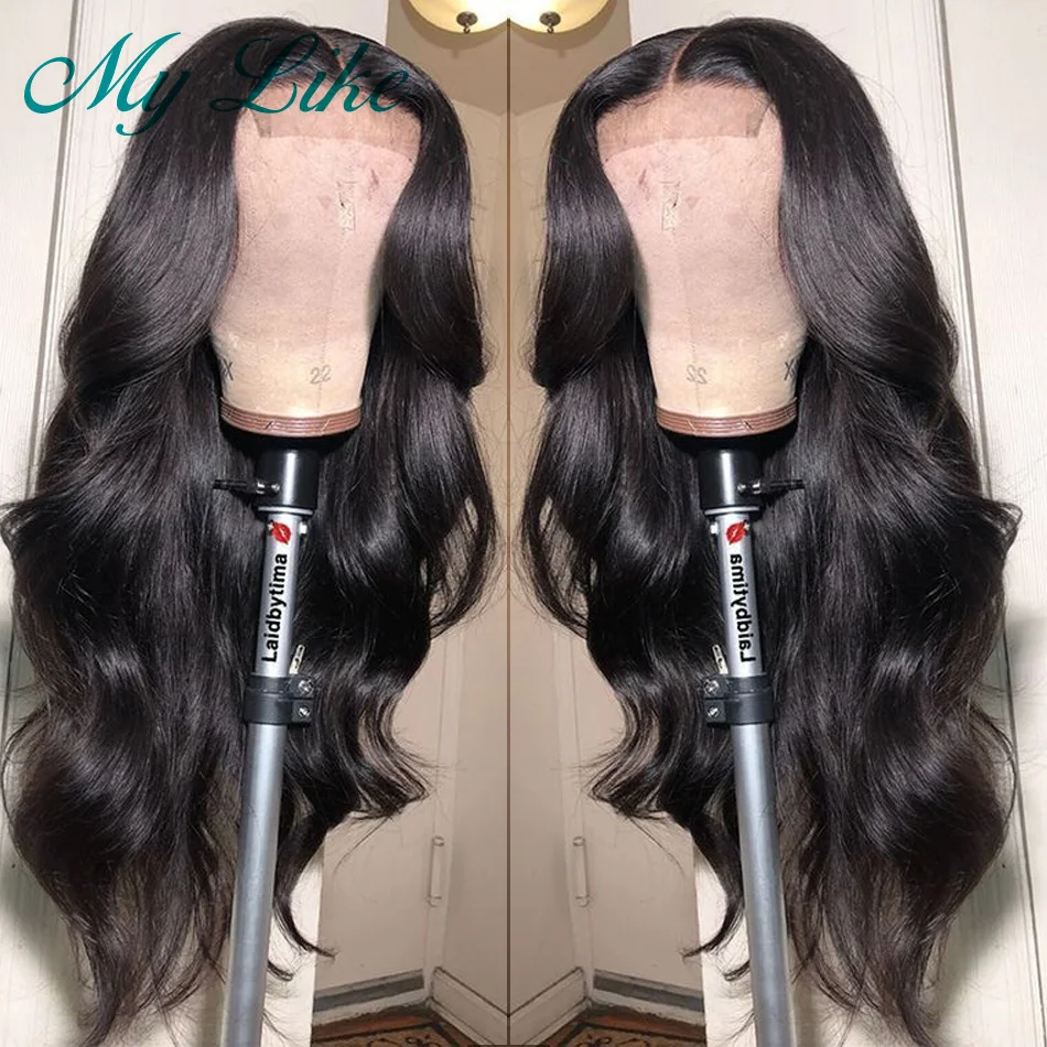 MY Like объемные волнистые человеческие волосы на кружеве парики 13x4 предварительно