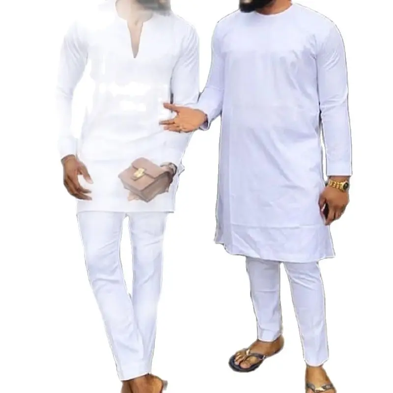 African clothes Man Shirts With Pants Fashion White Tops+Trousers Custom Made Men's Outfits Pant Set For Party | Тематическая