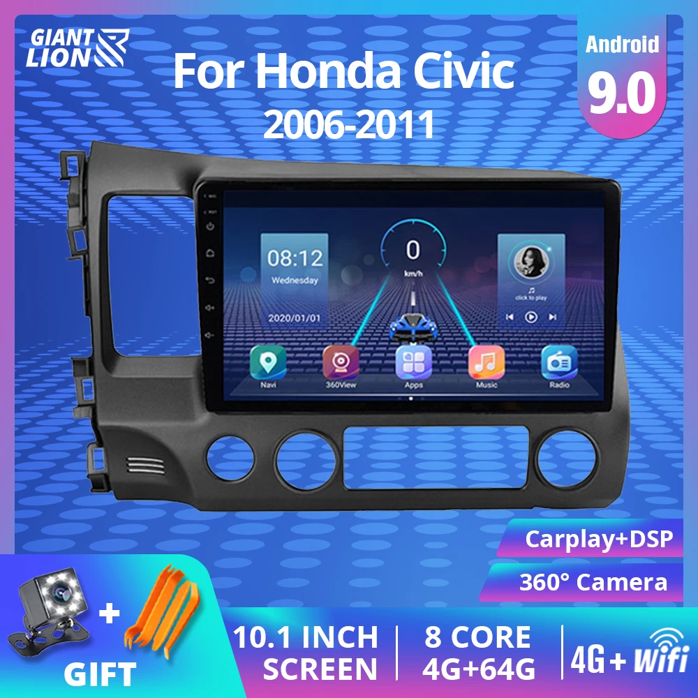 Автомобильный радиоприемник 10 1 дюйма 2Din Android 9 0 для Honda Civic 2006 2011 2DIN мультимедийный
