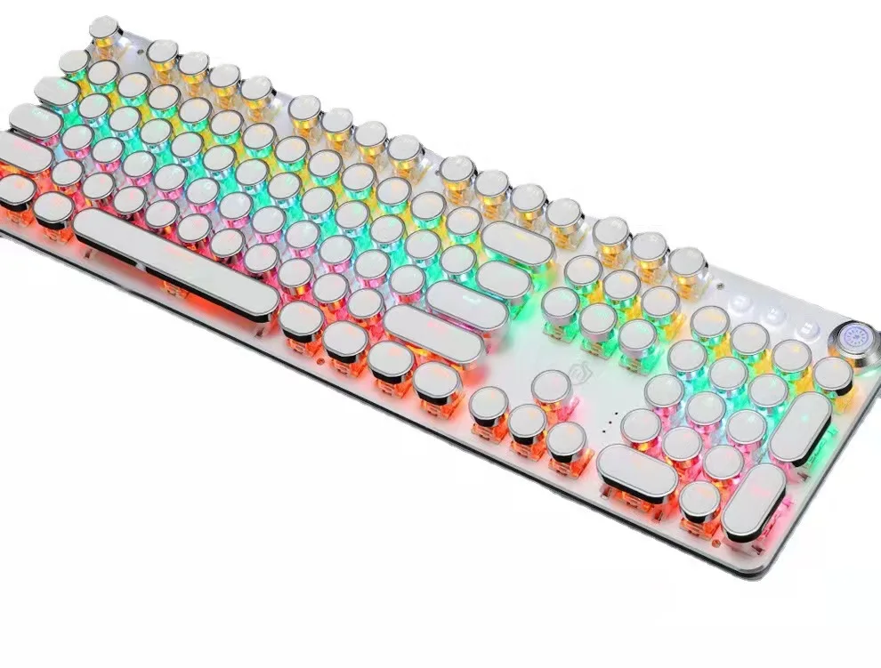 Meishang 820A Retro Punk Mixed Light Cyborg Axis True Mechanical Keyboard Cable USB Game Plug Knob，mechanical hands | Компьютеры и