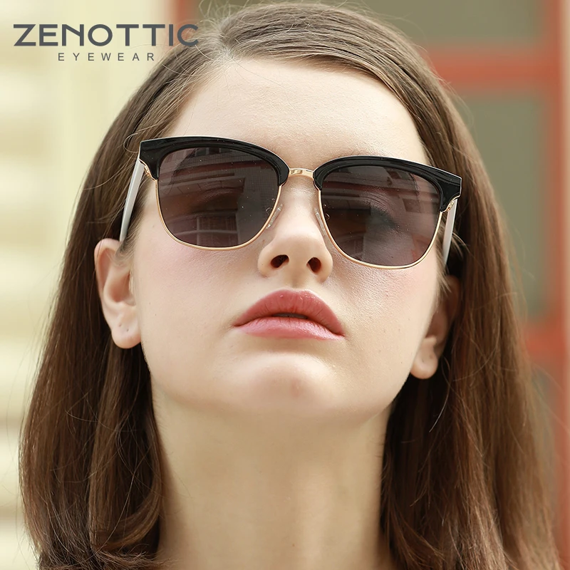 

ZENOTTIC Half Frame Sunglasses Women/Men Vintage Semi-Rimless Driving Shades Fashion Polarized UV400 Sun Glasses Oculos De Sol