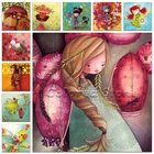 Полноразмерная алмазная живопись, вышивка крестиком, мультяшная девушка, бабочка, цветок, фея, семья, круглая вышивка, мозаика для рисования L198