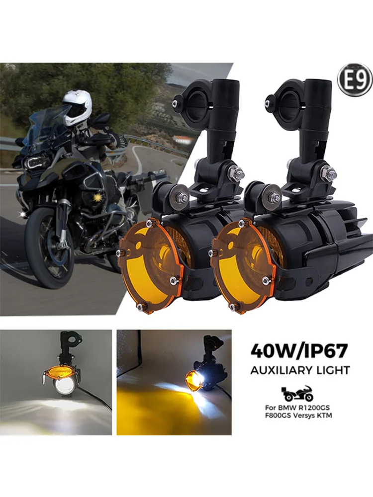 E9 Motorcycle Front fog Light Led Auxiliary Light For BMW R1200GS R1250GS LC ADV R 1200GS F800GS F700GS Yellow/White light