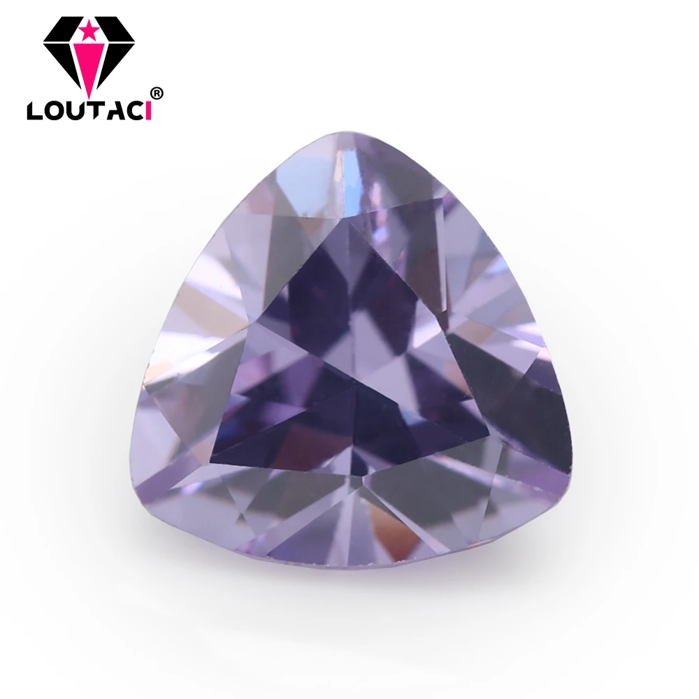 

LOUTACI Lady Noble Jewelry Gemstone Colored Cubic Zirconia Trillion Shape Lavender Color Small Size 3x3-6x6mm