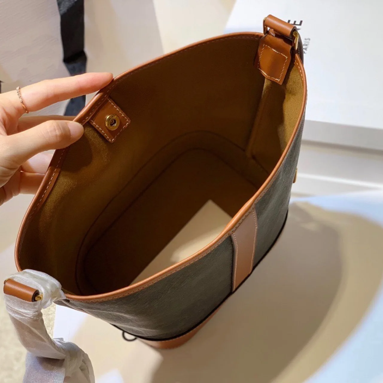

Mini Vintage pail bag new Triomphe printed leather messenger bag Designer Bag Shopper luxury brand handbag women's leather bag