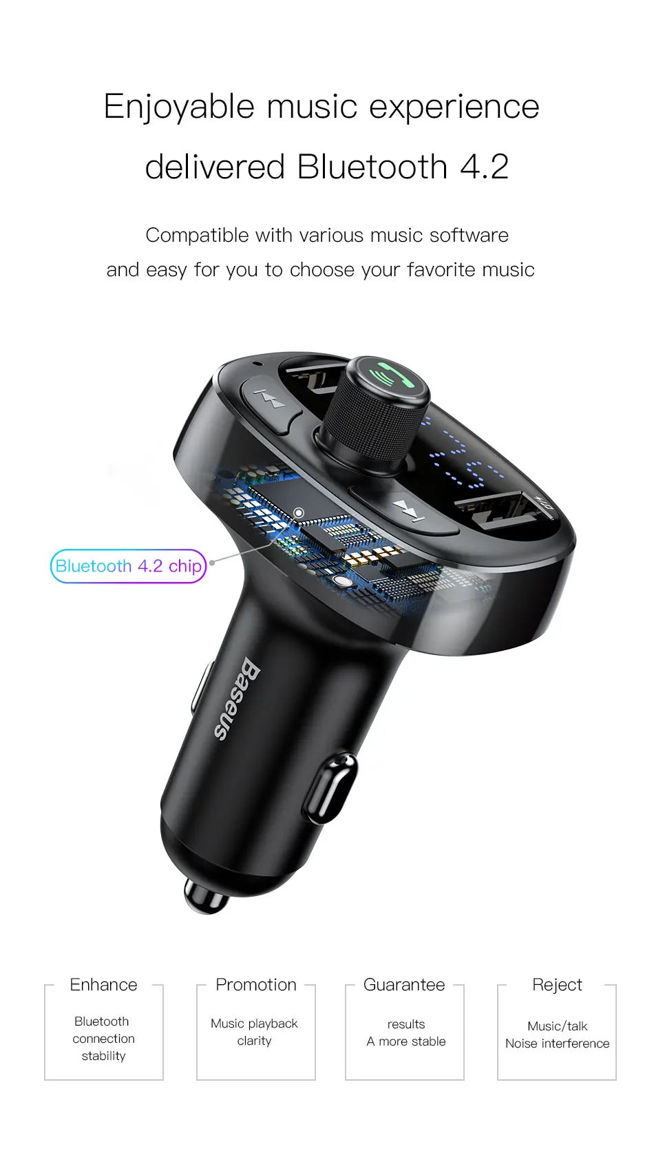Baseus 3.4A Dual USB Автомобильное зарядное устройство Bluetooth Handsfree автомобильное зарядное устройство для телефона fm-передатчик модулятор fm-передатчик MP3 автомобильное зарядное устройство