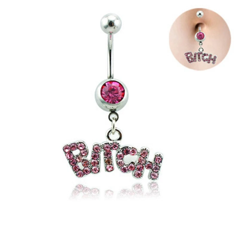 

Bitch Love Hate Piercing Belly Navel Bar Body Belly Bar Button Dangle Barbells