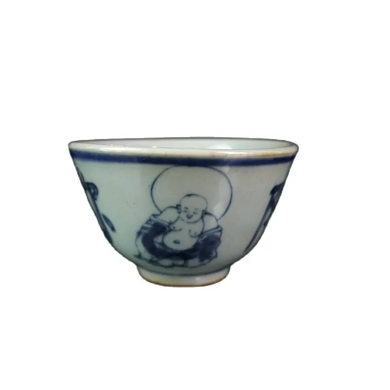 

Китайские старые фарфоровые чайные чашки с бело-синим рисунком