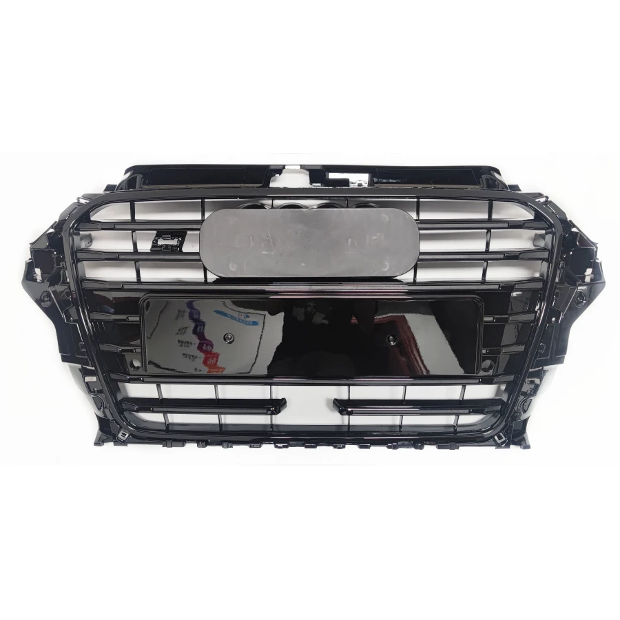 

Gloss Black Bumper Grille Car Front Bumper Grill Mesh Hood Front Center Middle Grille With ACC Hole for Audi A3/S3 2014-2016