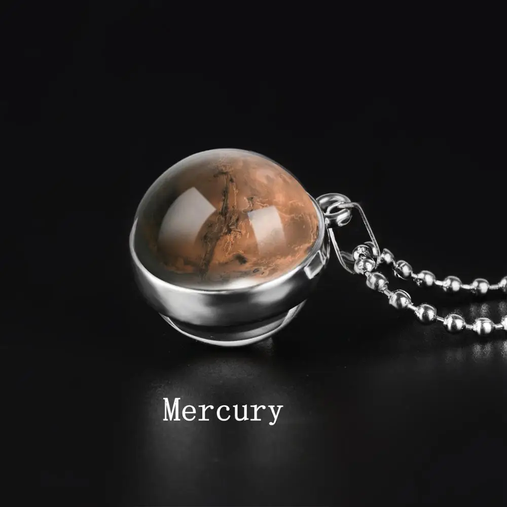 Mercury Двустороннее ожерелье с глобусом, солнечная система, планета Венера, Меркурий, Марс, Сатурн, уран, Нептун, земля, солнце, кулон, купольное стекло, ожерелье s - Окраска металла: Mercury