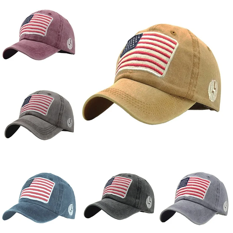 

Sport Cap Retro Washed American Flag Letter Embroidered Cotton Hat Headwear Outdoor Sports Baseball Running Hat