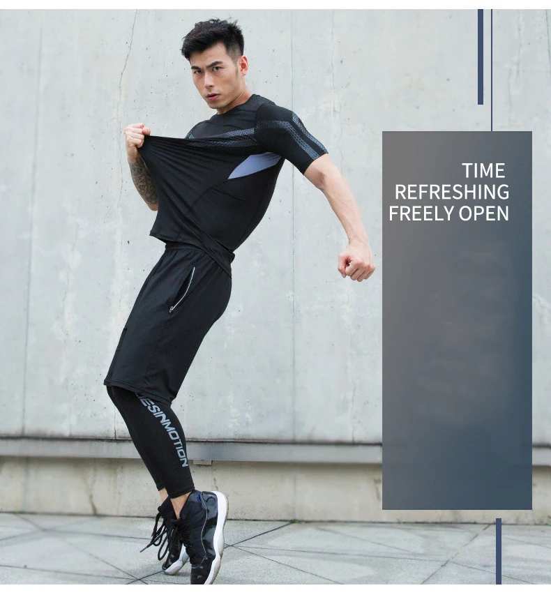 Спортивный костюм мужской для бега компрессионные колготки 5 предметов | Спорт и