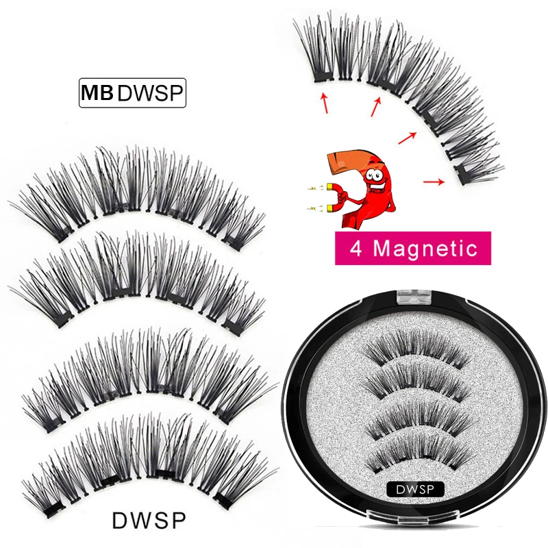 MBDWSP-4 Новинка, 2 пары, 4 магнитные накладные ресницы, натуральные с 3D/6D магнитами, магнитные ресницы ручной работы, натуральные норковые накладные ресницы, магнитные ресницы - Цвет: MBDWSP-4