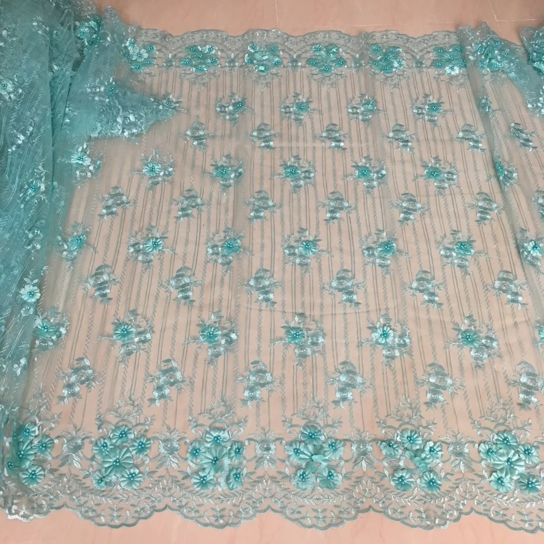 

African Lace Fabric 2020 Embroidered Nigerian Lace Fabric Bridal High Quality French Tulle Lace Fabric For Women Dress LHX17-2