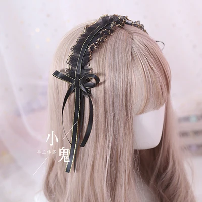

Gothic Lolita Hair Clasp Cute Lace Bowknot Ribbon Kawaii Girl Headress Easy-matching Headwear Hairpin Maid Cosplay Accessory
