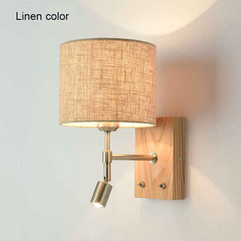 Linen color -1120 Светодиодный настенный светильник для спальни, прикроватный светильник, регулируемый книжный светильник, настенный светильник, светодиодный настенный светильник s для дома, тканевый туалетный светильник E27 - Цвет абажура: Linen color -1120
