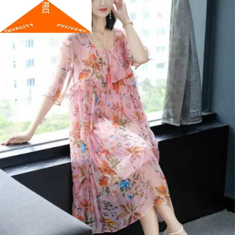 Летнее элегантное дамское шифоновое платье женские розовые цветочные оборки