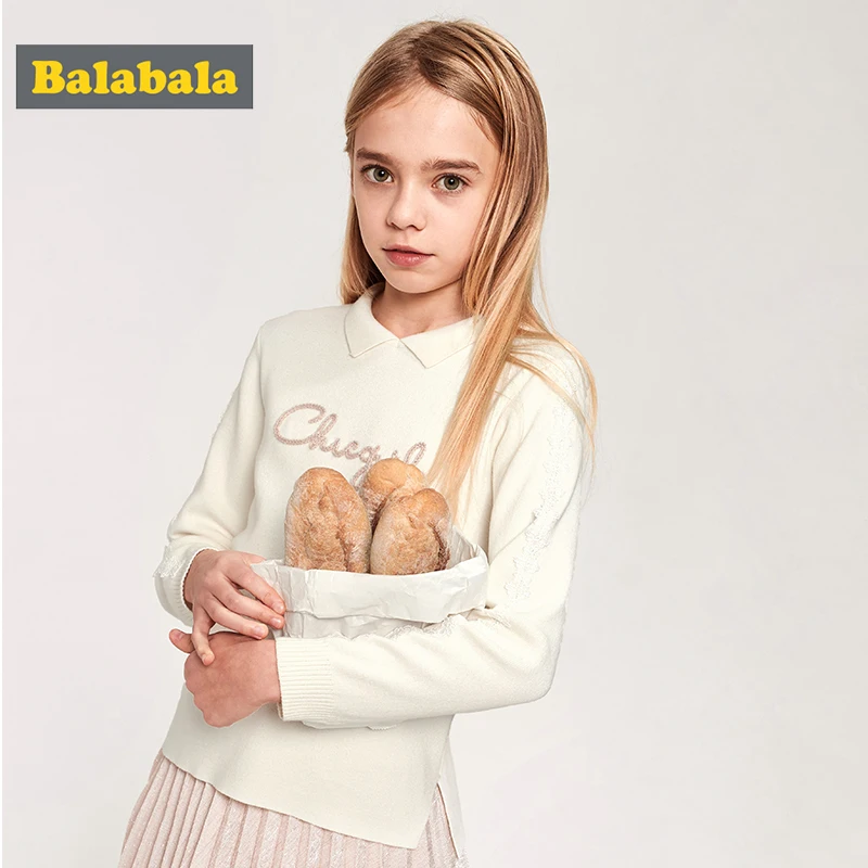 Balabala Girls sweater children's bottoming shirt new spring clothing big children's sweaters fashionable girl