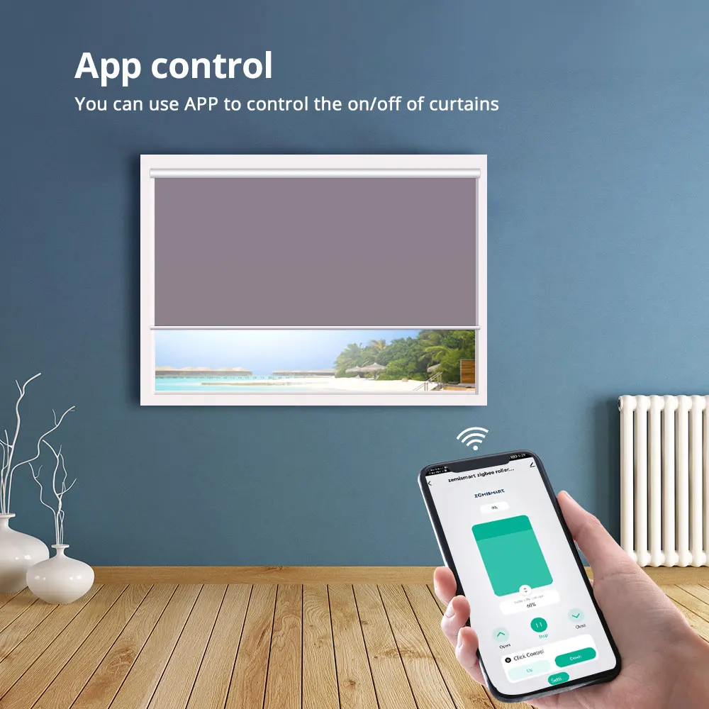 Электрический роликовый шторный двигатель Zemismart Tuya Zigbee перезаряжаемый для трубы