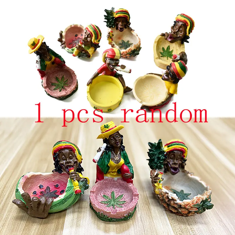 Unique Handmade Cool Fancy Funny Novelty Smoking Weed Herb Rasta Resin Bob Marley Jamaican Cigarette Ashtray - Цвет: random 1PCS
