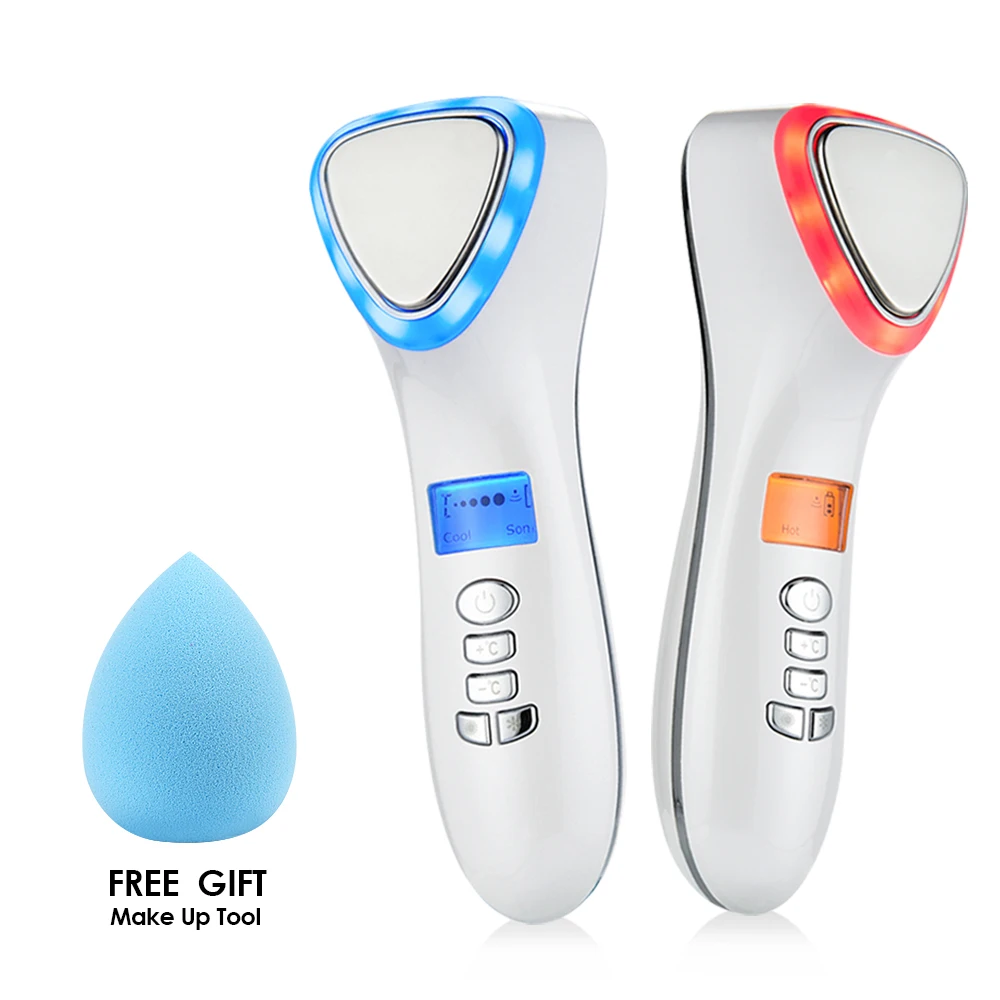 Массажер для лица ультразвуковое устройство горячего и прохладного ухода за