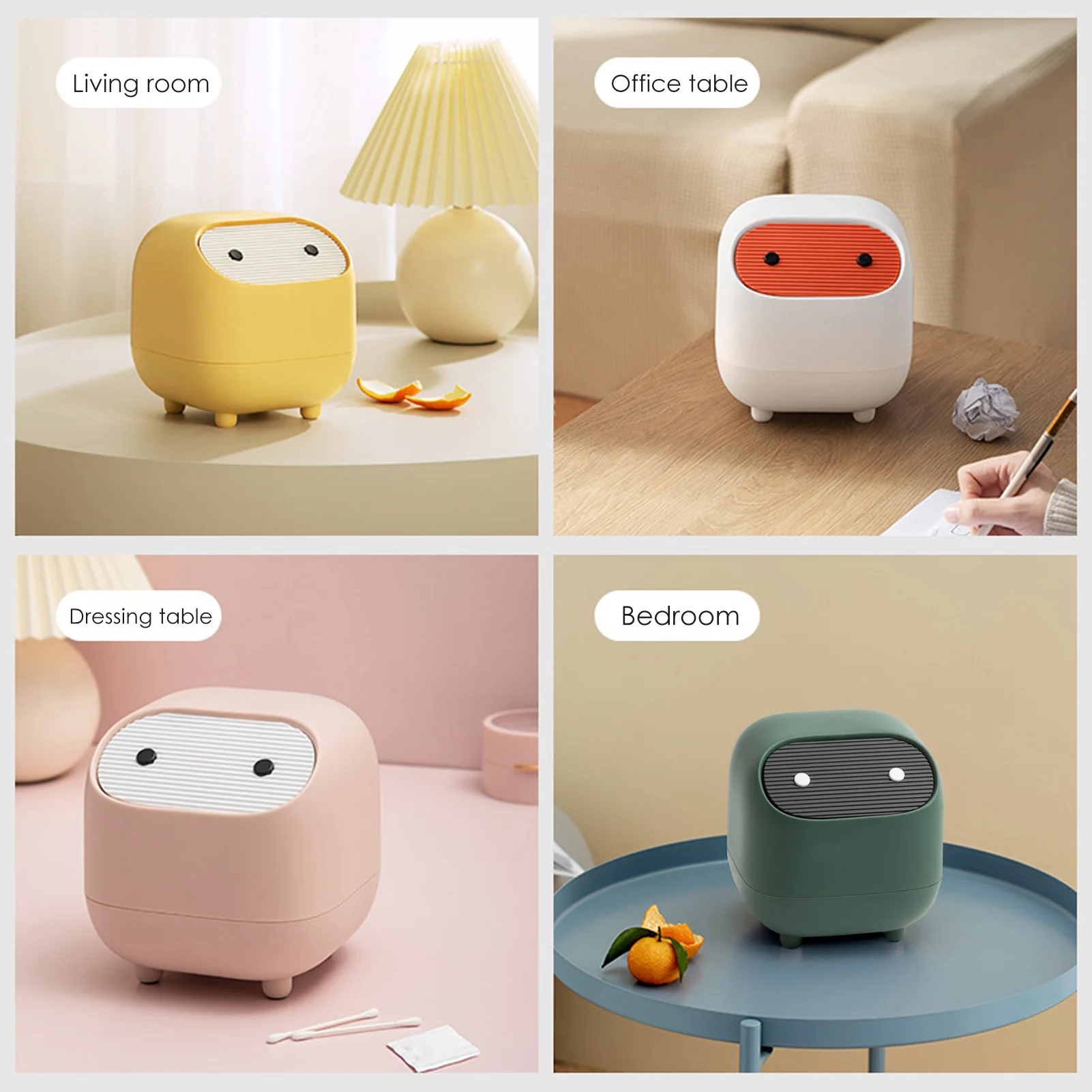 

Mini Desktop Trash Can Car Storage Bucket With Lid Home Garbage Bin Double-layer Push-type Trash Can Office Pumping Tissue Box