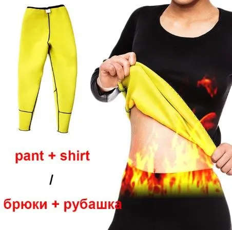 

Neoprene Body Shaper Sport Set Short Sleeve Shirt Top + Pant Legging Sauna Suits Women Control Panties Waist Trainer Shapewear