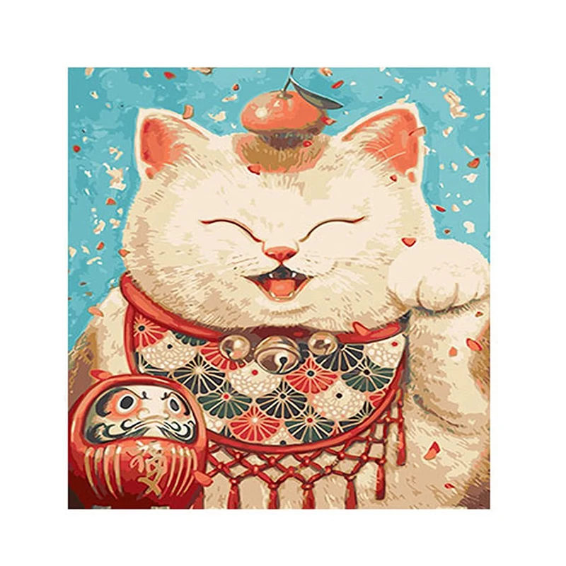 

Little Painter Drawing Paintwork for Home Wall Decor 16x20 Inch Without Frame Fortune Cat