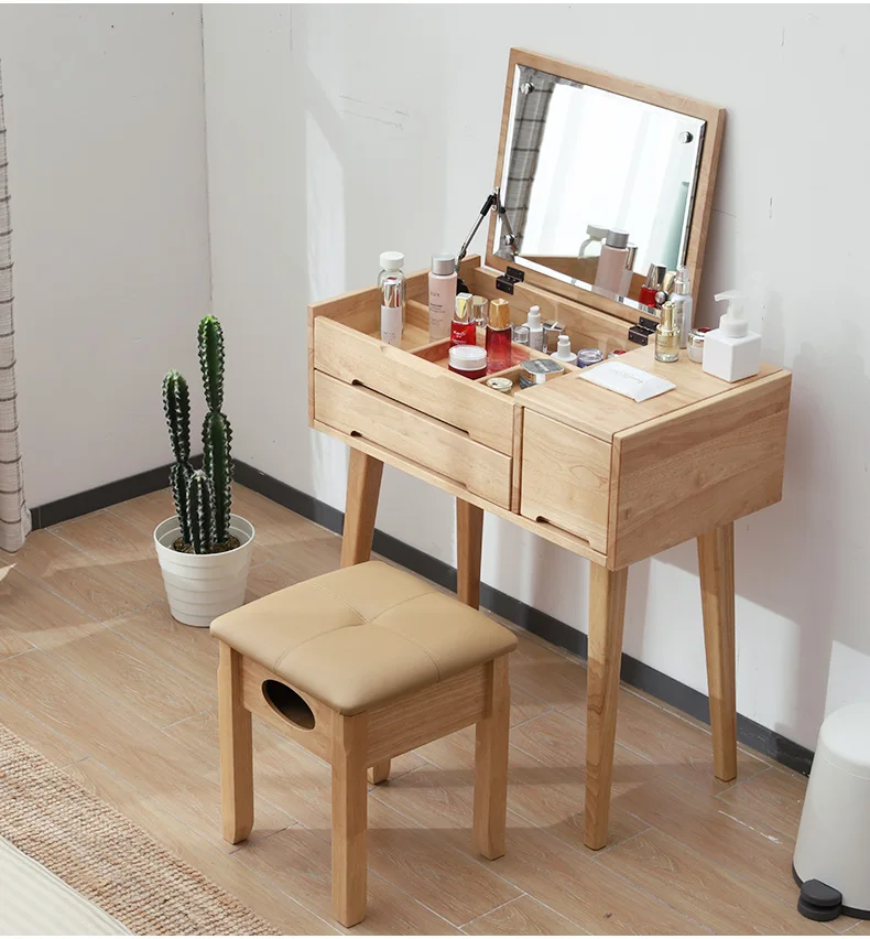 

Solid wood dressing stool modern minimalist makeup stool European dressing table stool change shoes storage stool