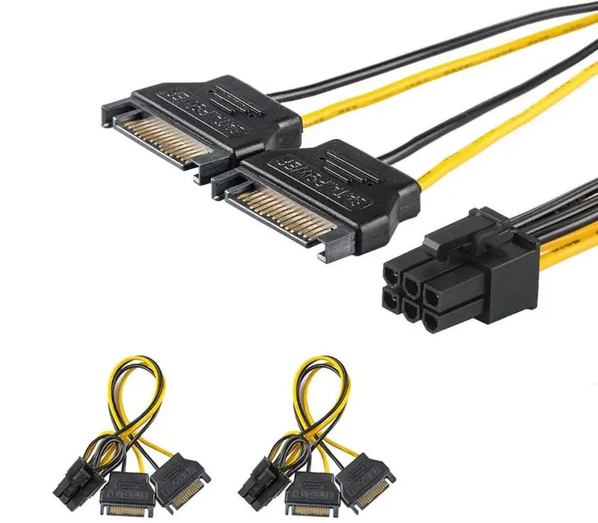 LBSC [2 упаковки] 2X SATA Power от 15 Pin до 6 PCIe Express Видеокарта адаптер кабеля питания (8