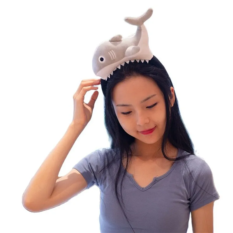 

Ободок для волос плюшевый в виде животного, милая Акула, динозавр, плюшевый обруч для волос, аксессуары для волос для девочек