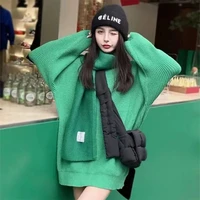 2021 za winter womens turtleneck sweater scarf collar oversize long sleeve tops pullovers female womens sweater women clothes