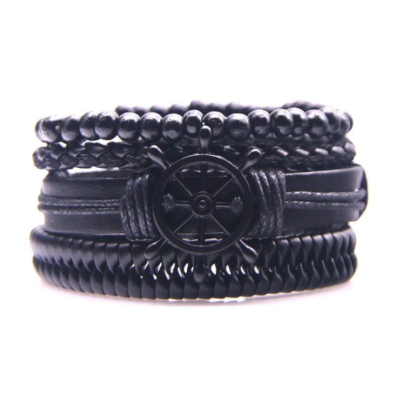 Персонализированный семейный набор кожаные браслеты для мужчин многослойные с