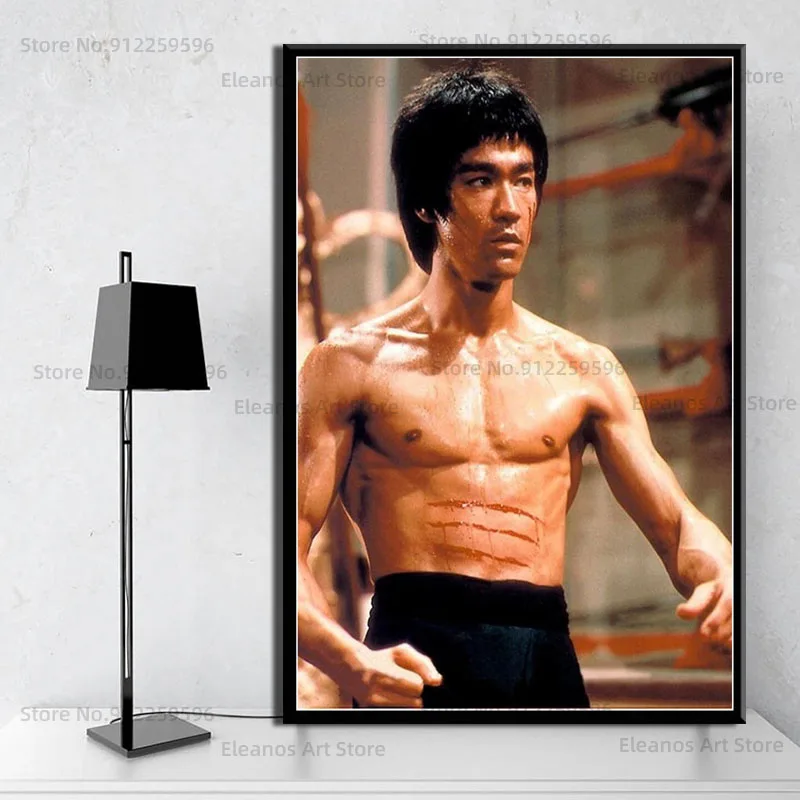 Z663 портрет Брюса Ли фото кинозвезда кунгфу настенное Искусство Холст плакат