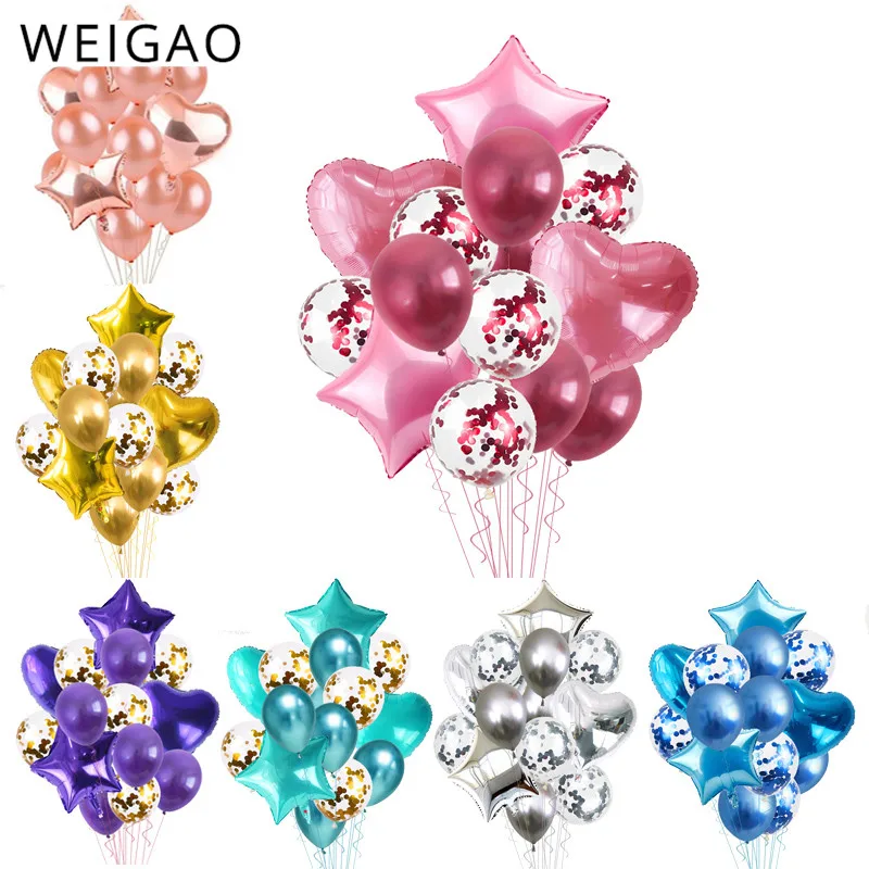 WEIGAO 14 шт. Мульти Сердце Конфетти Для воздушного шара латексные воздушные шары
