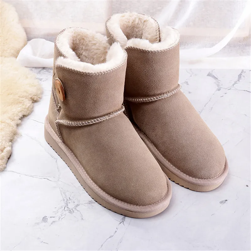 Женские кожаные ботильоны на пуговицах теплые зимние ботинки европейские